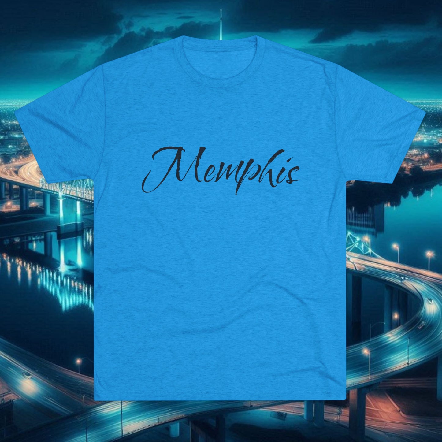 Memphis Script Tee — City Name Graphic T-Shirt, Tri-Blend Ultra Comfort, Perfect for a Night out or Gameday.