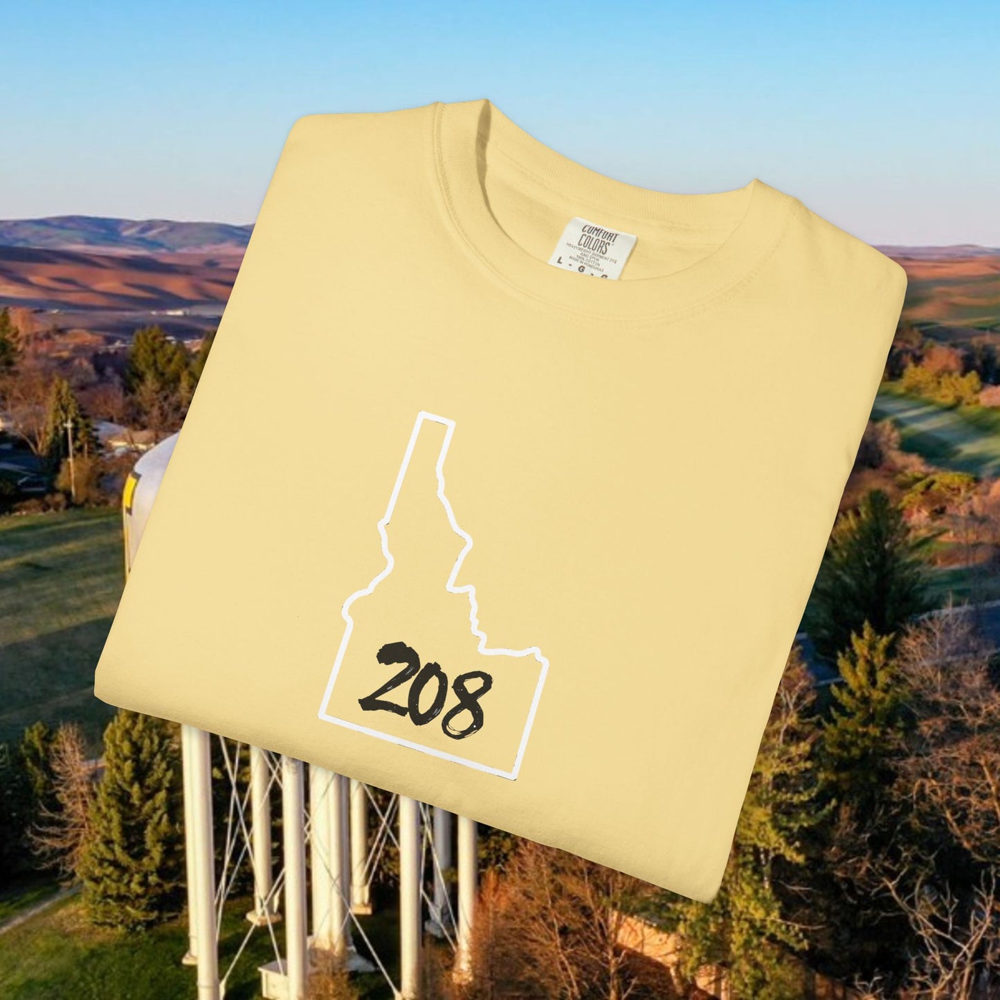 Idaho 208 Unisex Garment-Dyed T-Shirt, Casual Tees, State Pride Apparel, Gift for Idahoans, Gameday Fashion
