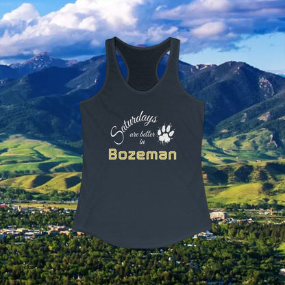 Bozeman Saturdays Racerback Tank, Women's Workout Top, Casual Summer Top, Gift for College Students