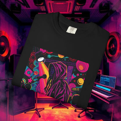 Colorful Unisex Garment-Dyed T-shirt, Artistic Graphic Tee, Music Festival Shirt, Casual Everyday Wear, Vibrant Streetwear, Unique Gift Idea