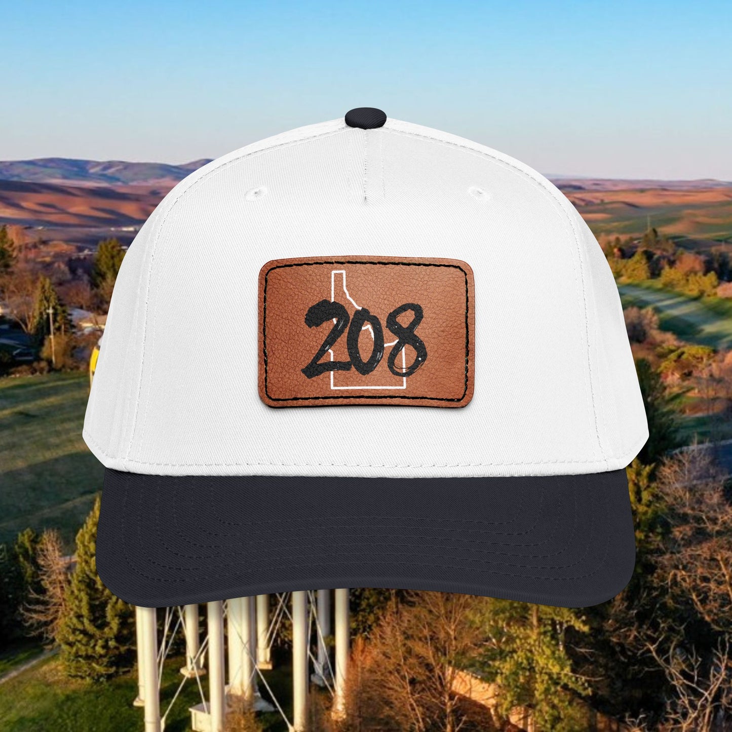 208 Idaho Leather Patch Baseball Cap — State Outline Patch Hat