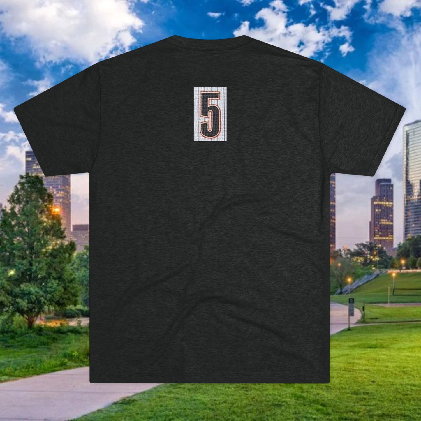 Baseball Batter Tee — Silhouette Front with Number 5 Back