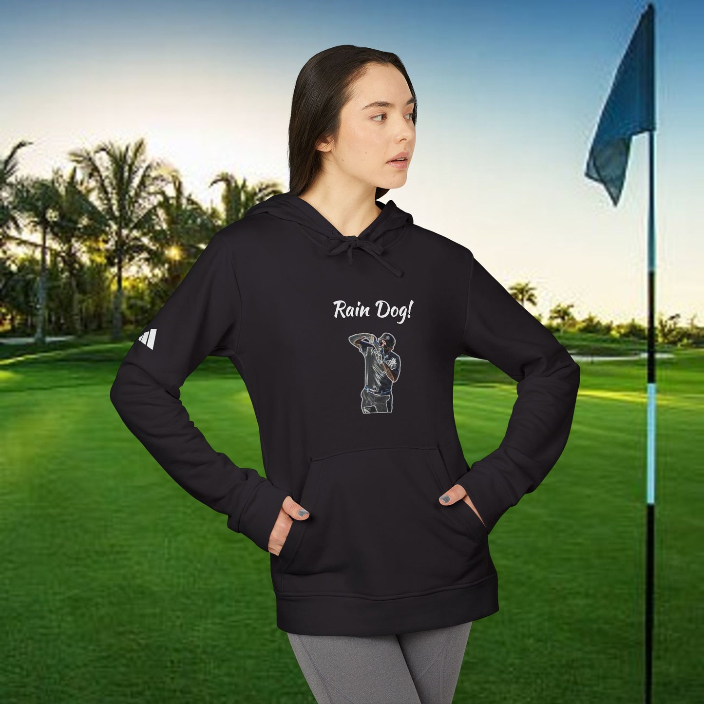 Unisex Fleece Hoodie with 'Rain Dog!' Design | Cozy Sweatshirt for Golf Lovers, Casual Layer, Gift Idea, Everyday Wear