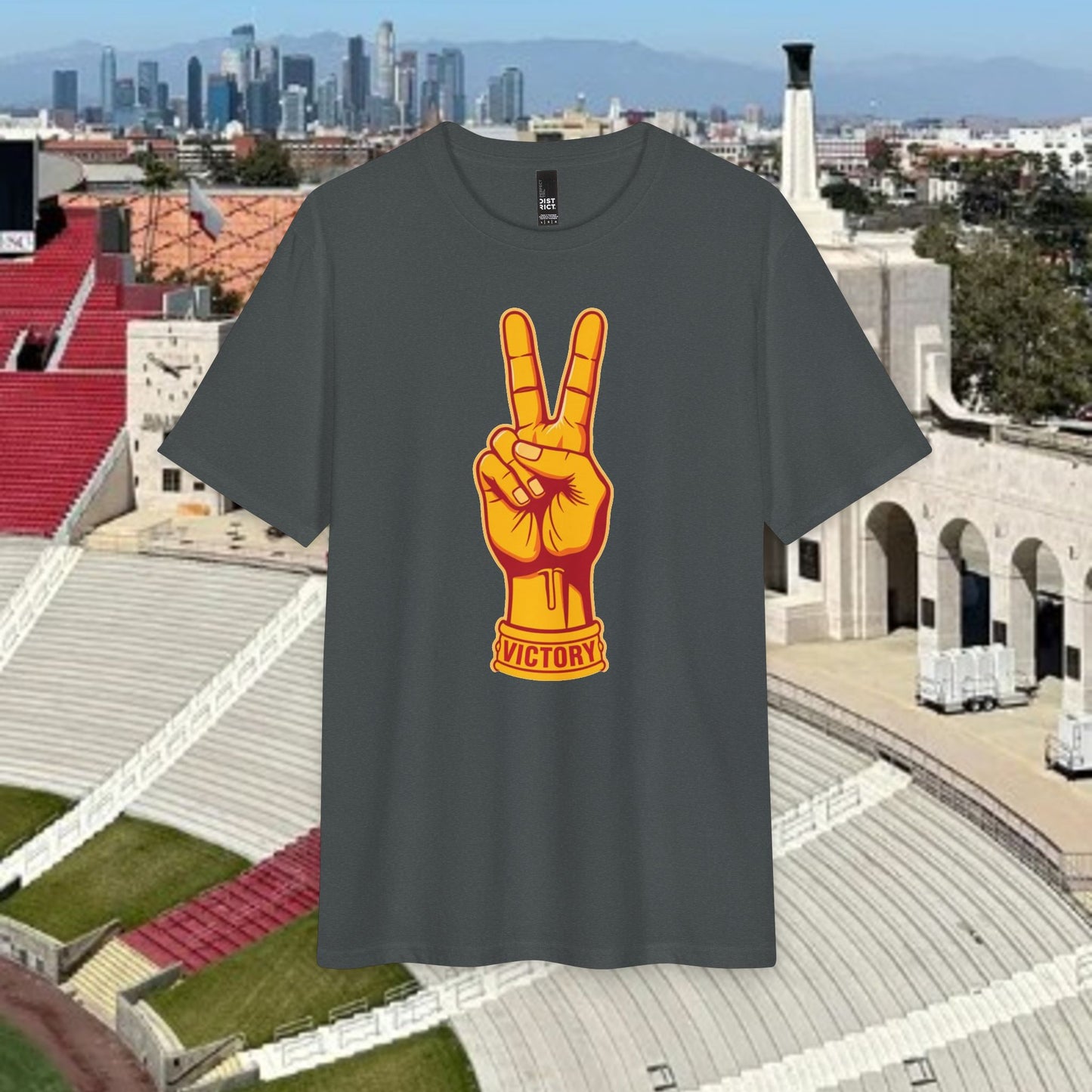 Victory Sign T‑Shirt — Retro Orange & Yellow Graphic Tee
