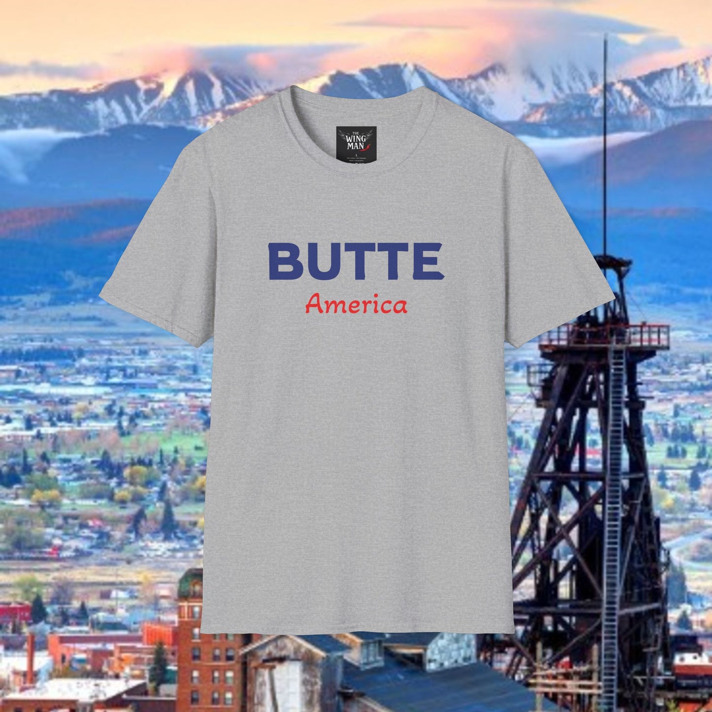 Butte, America Unisex Softstyle T-Shirt - Cozy Apparel for Locals, Travel Souvenir, Gift Idea, Casual Wear, Adventure Tee