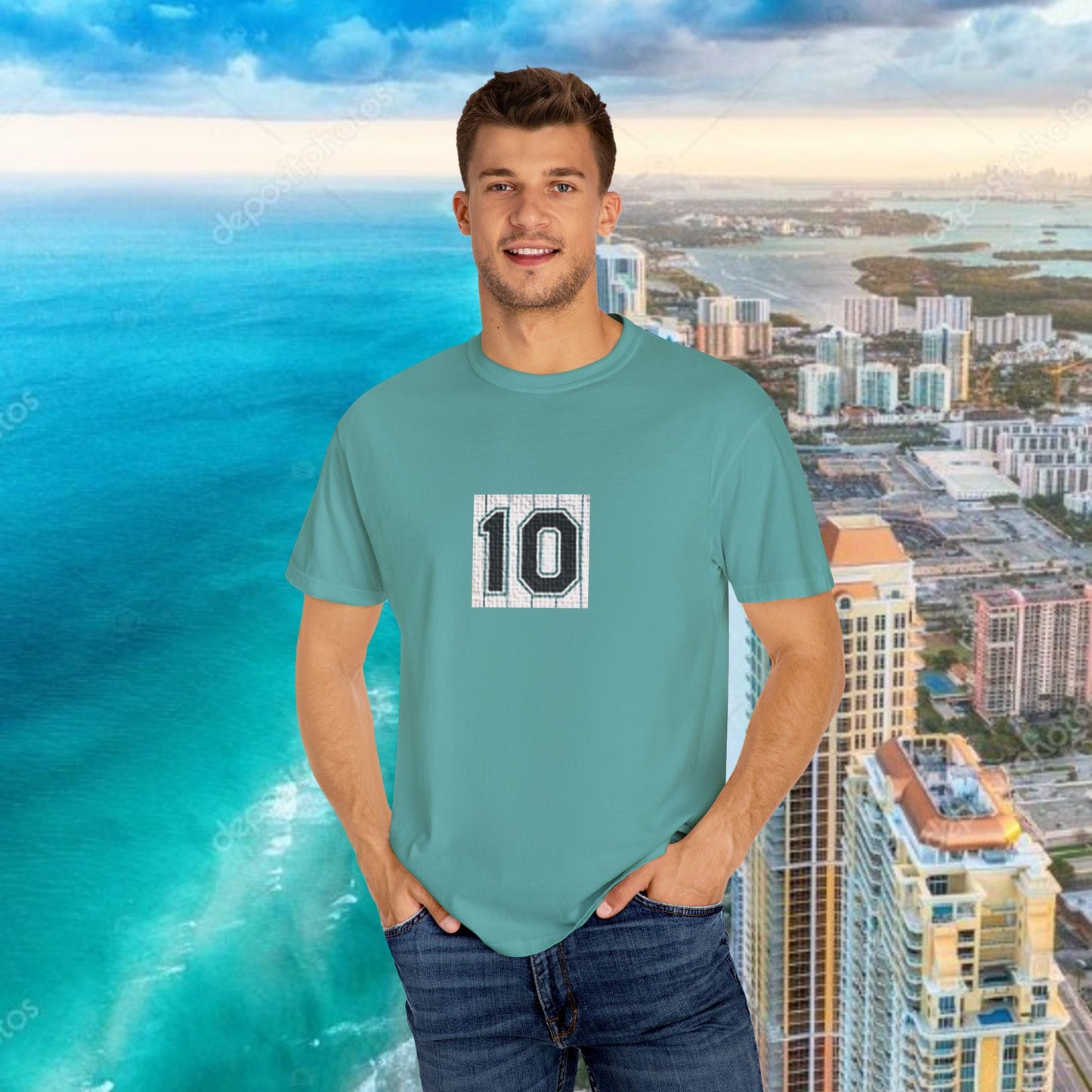 #10 T-Shirt, Retro Baseball Fans Unisex Garment-Dyed T-Shirt with Cool Number Design, Casual Wear, Summer Fashion, Relaxed Fit Tee