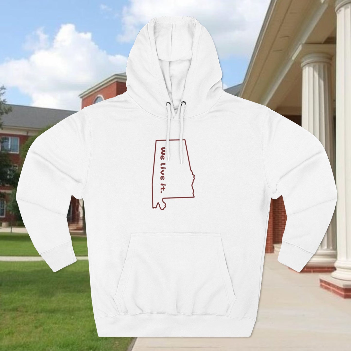 Cozy Fleece Hoodie - "We Live It" Comfort Apparel, Casual Wear, Gift for Friends, Cozy Hoodie
