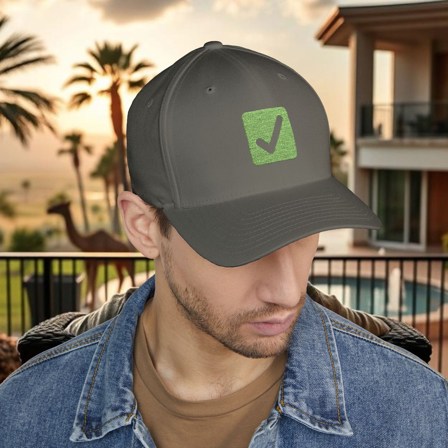 Cash it! Wing Man Designs, Closed-Back Structured Cap (Embroidery), Check Mark Hat