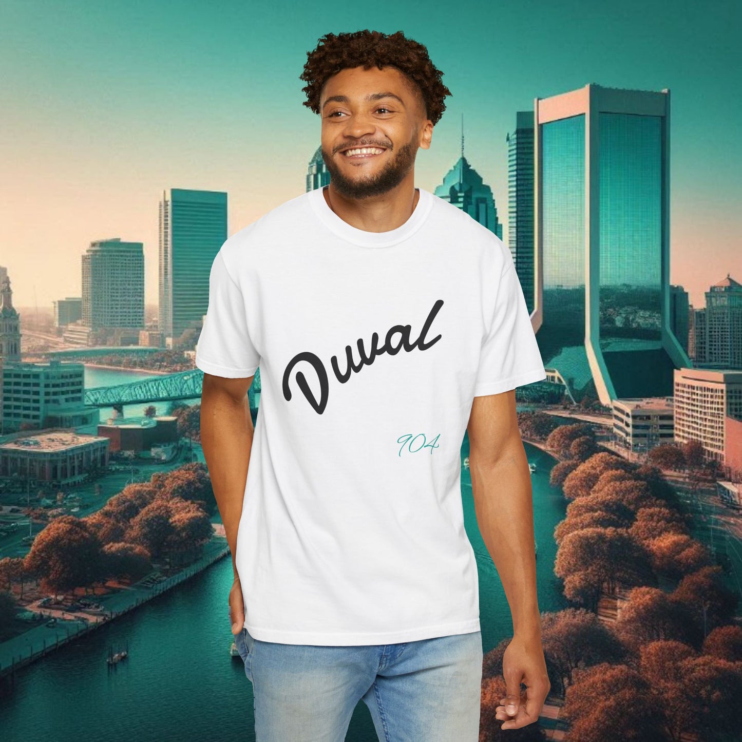 Duval Script T‑Shirt — Jacksonville Retro City Tee, Perfect for Gameday or Everyday Use. Soft style T-Shirt.