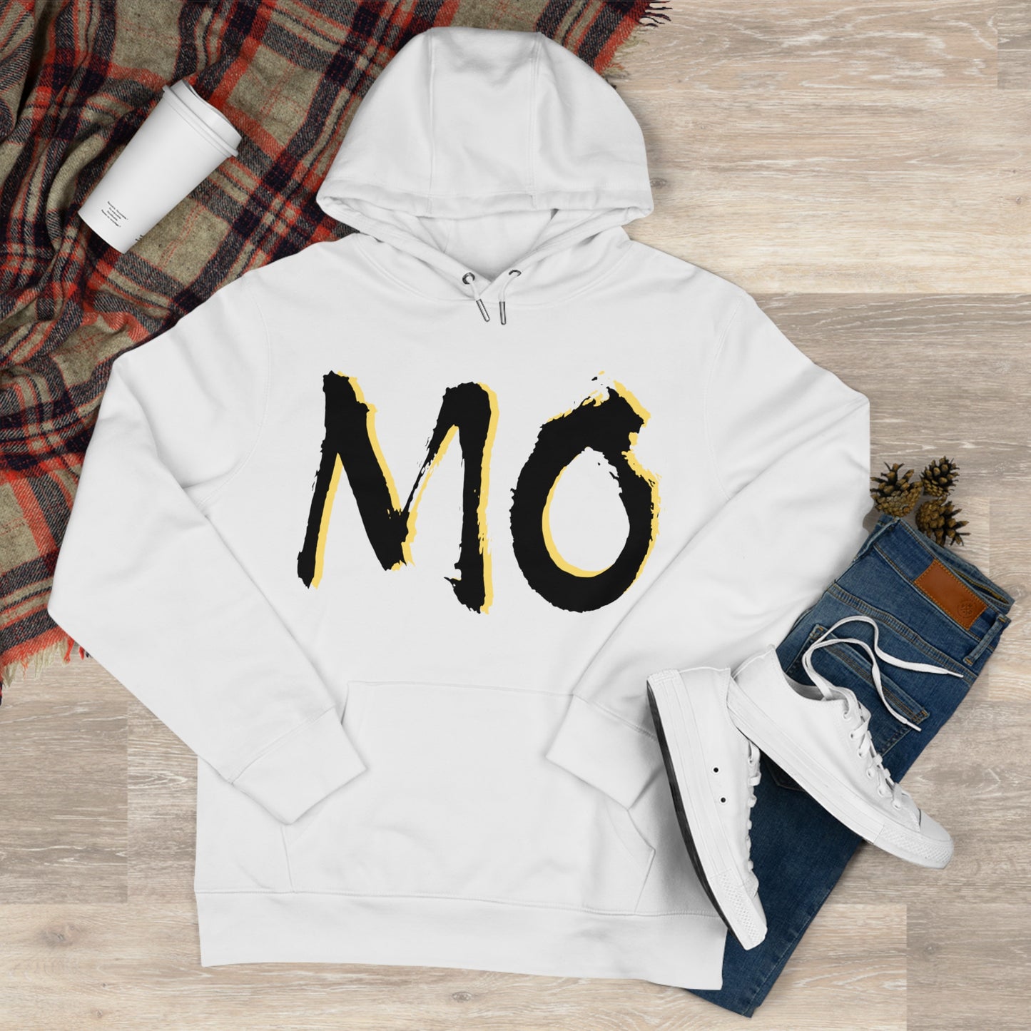 MO Graphic Hoodie — Bold Brushstroke Lettering Pullover, Perfect for Gamedays
