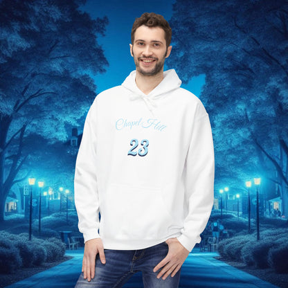 Chapel Hill 23 Unisex Fleece Hoodie, Cozy Sportswear for Fans, Game Day Apparel, Gift for Him/Her, Casual Wear