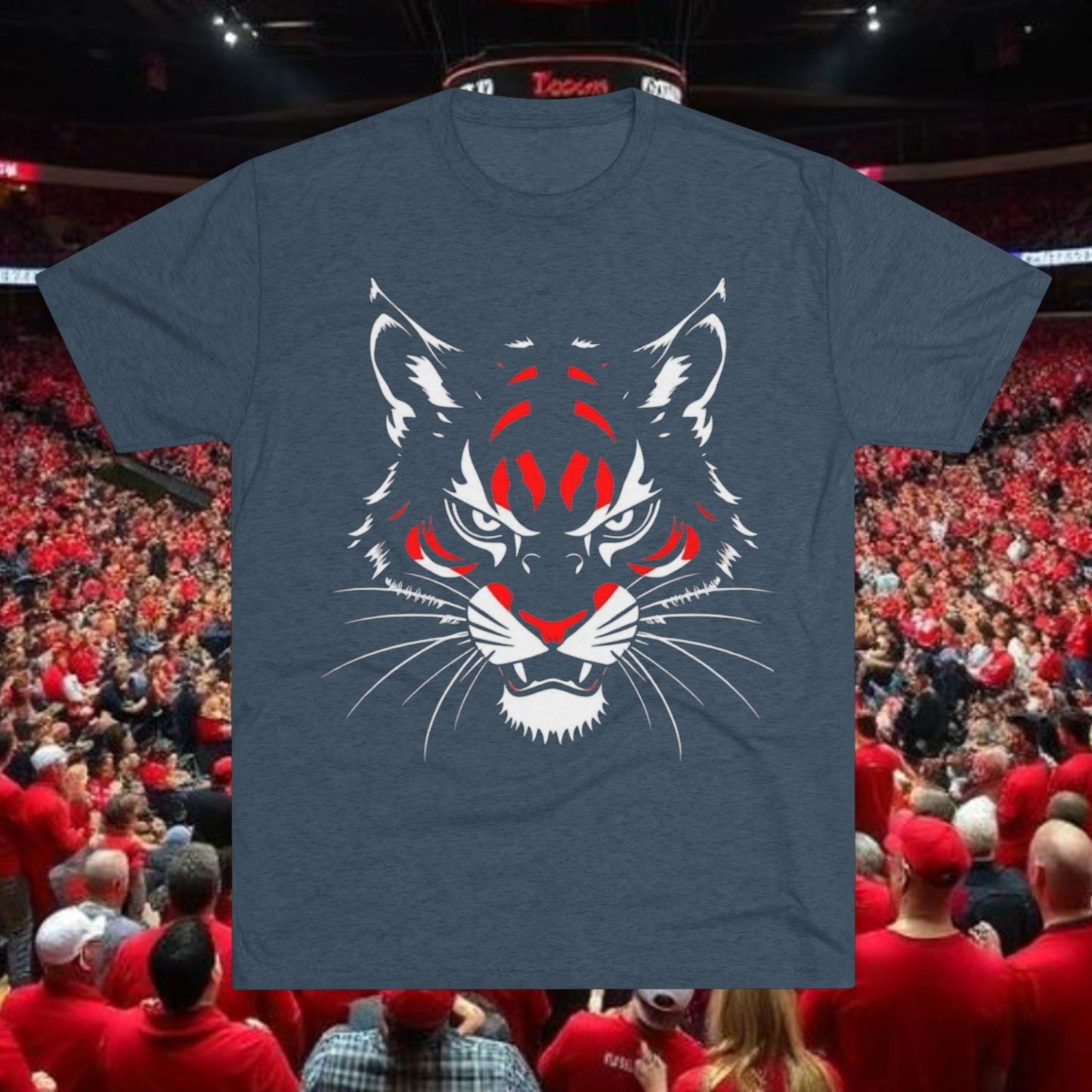 Wldcat Mascot T-Shirt — Fierce Red & White Sports Tee, Tri-Blend Soft Fabric, Perfect for Gameday