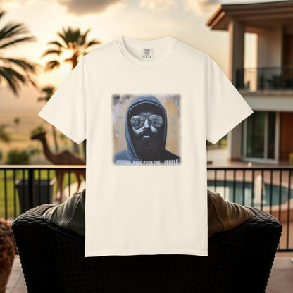 Wing Man Winning Money for The People, Urban Graphic T-shirt, Unisex Garment-Dyed Tee, Streetwear Style, Casual Summer Wear