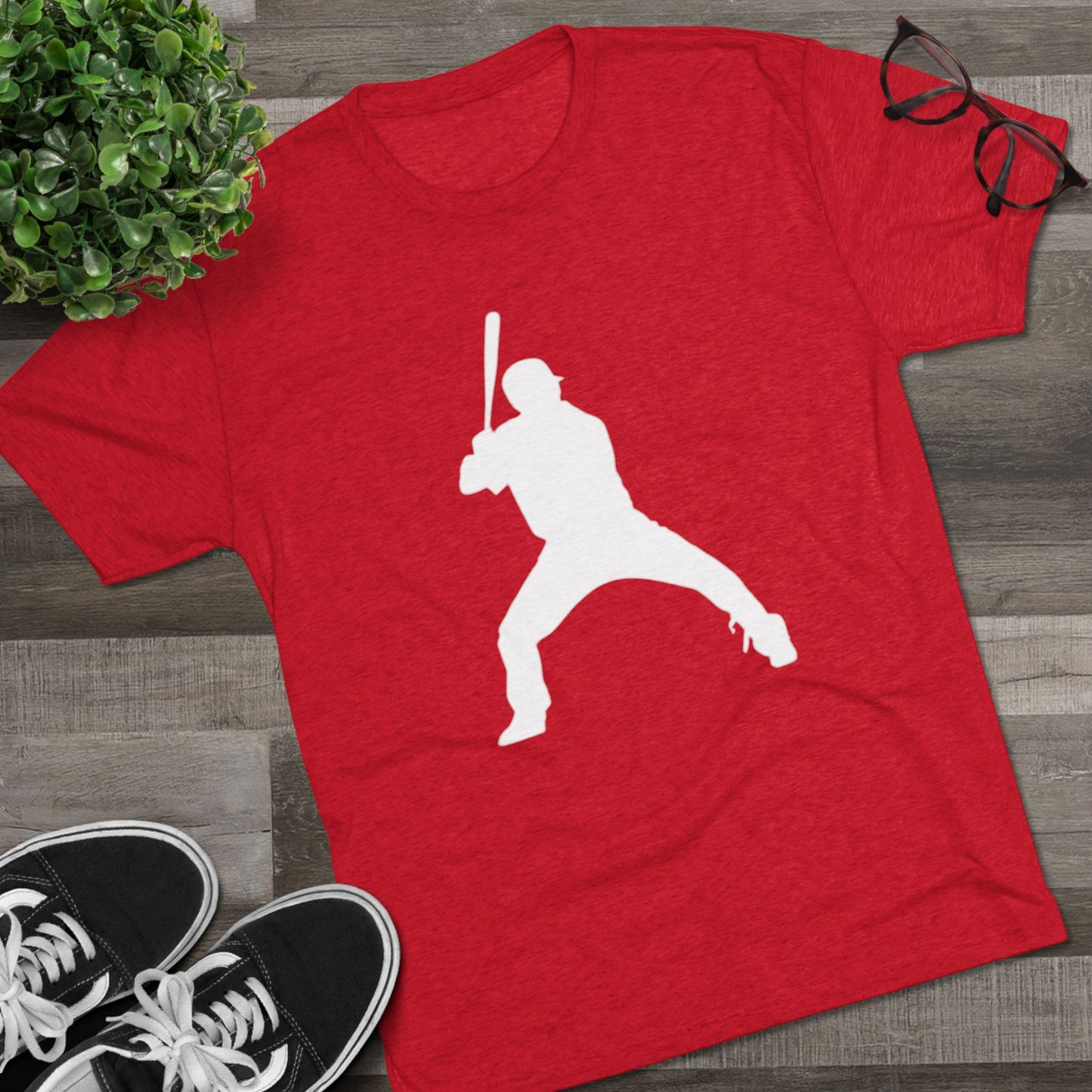 Baseball Batter Tee — Silhouette Front with Number 5 Back