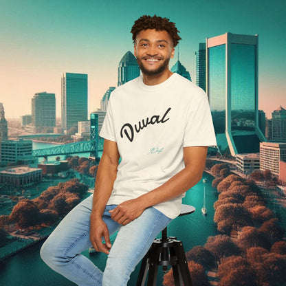Duval Script T‑Shirt — Jacksonville Retro City Tee, Perfect for Gameday or Everyday Use. Soft style T-Shirt.