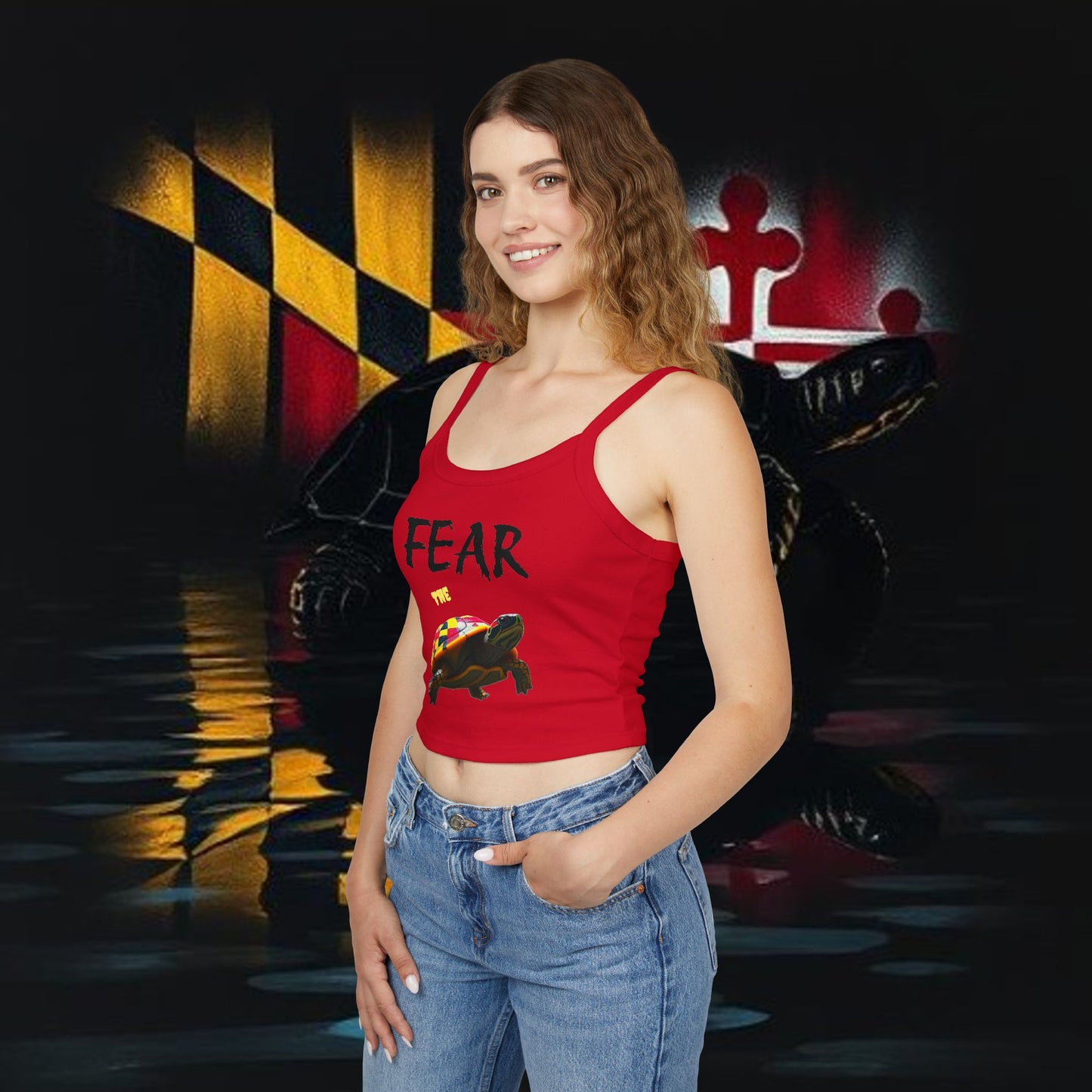 Fear Turtle Print Women's Tank Top, Cool Summer Apparel, Gym Top, Festival Wear, Maryland Fashion