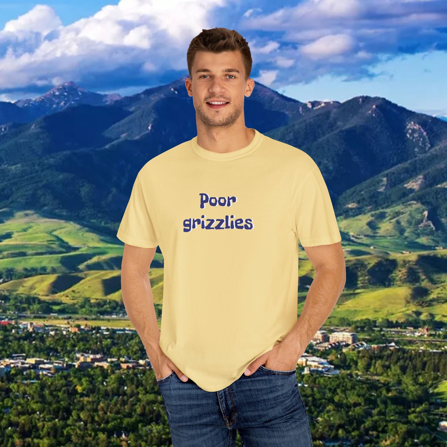Poor grizzlies Garment-Dyed T-Shirt - Soft Casual Wear, Eco-Friendly Gift, Game Day Gear, Comfortable Tee