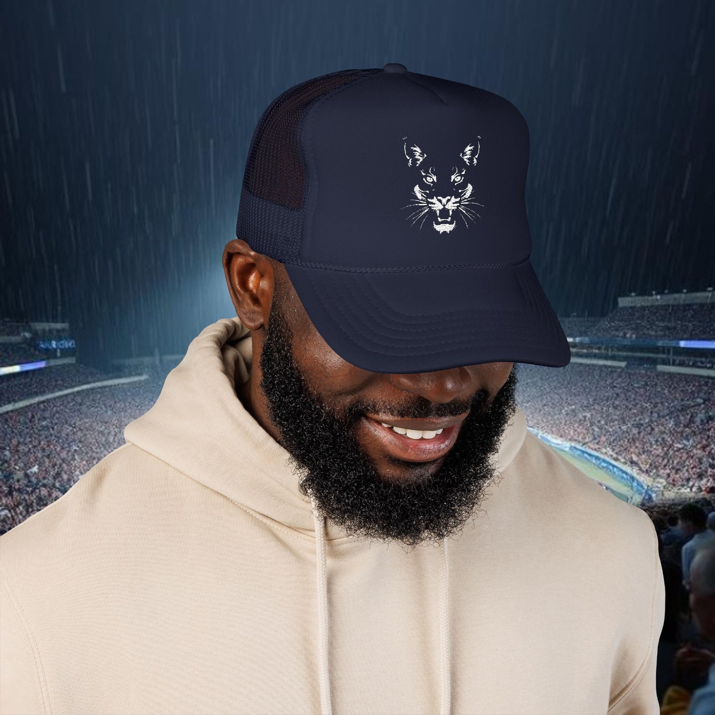 Fierce Foam Trucker Hat - Embroidered Cat Emblem, Casual Cap, Outdoor Hat, Gift for Sports Lovers, Trendy Headwear