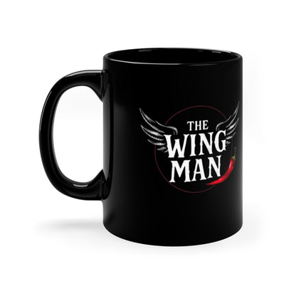 The Wing Man Black Coffee Mug — 11oz Funny Wingman Gift for Friends & Partners