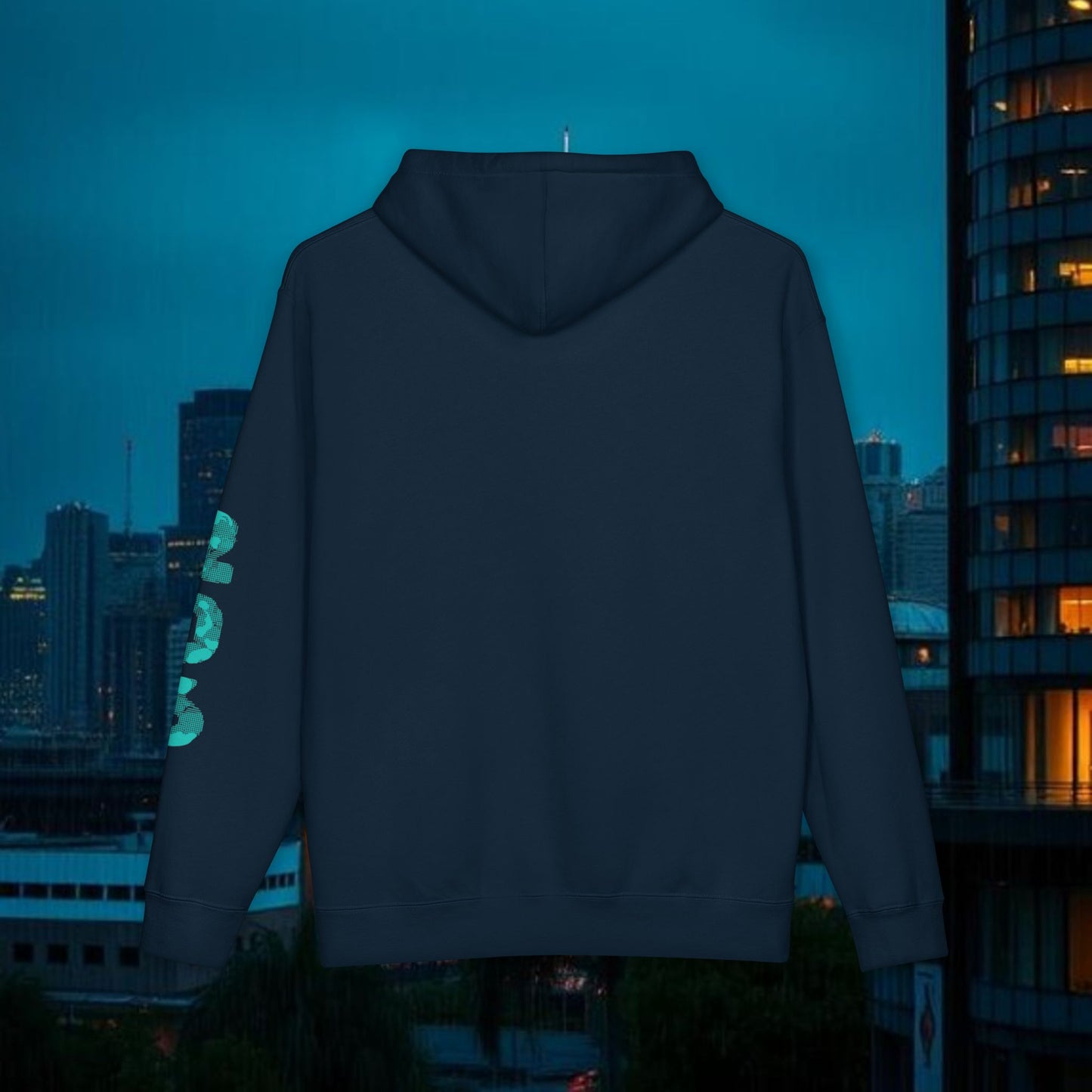 Seattle Script Hoodie — Minimalist City Sweatshirt with 206 Sleeve