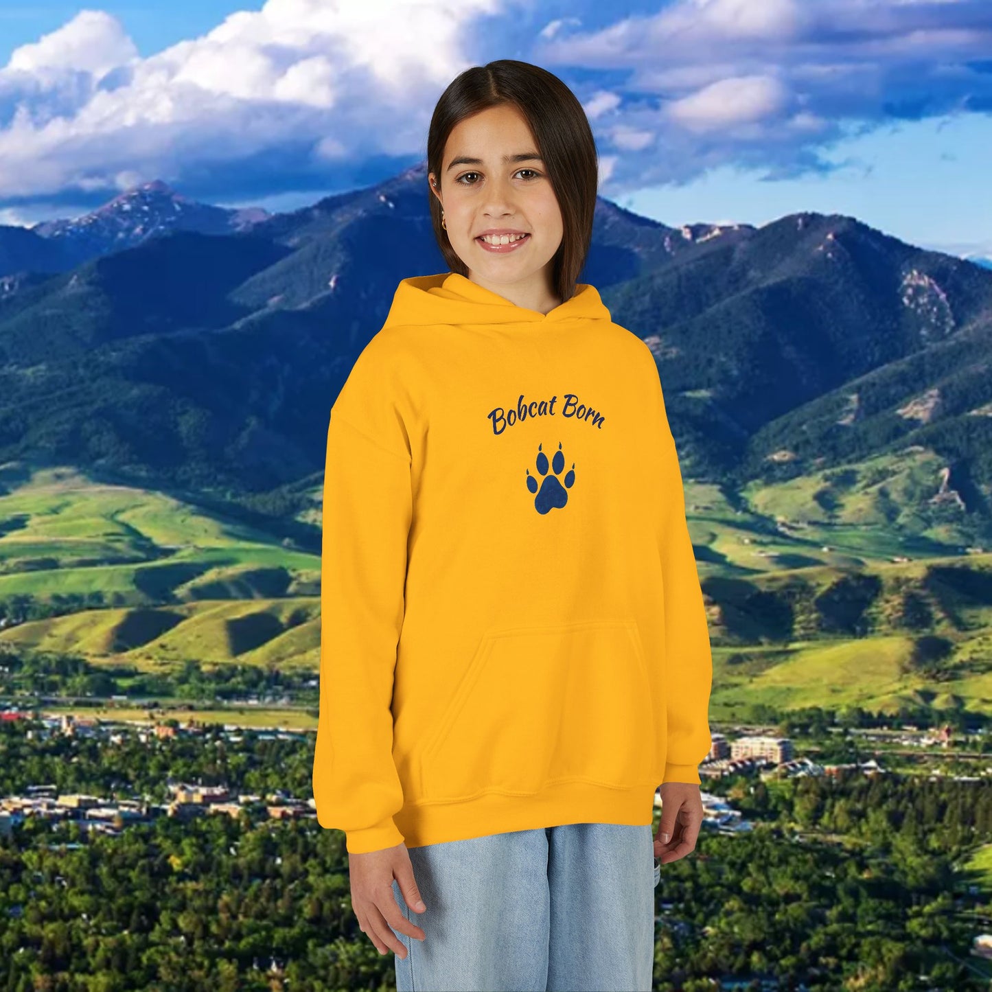 Bobcat Born Youth Hoodie, Cozy Sweatshirt for Kids, Great for School, Outdoor Adventures, Gifts, Sports Events