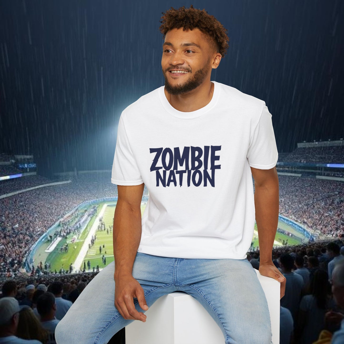 Zombie Nation Unisex Softstyle T-Shirt - White Out Fan Gear, Fan Apparel, Casual Wear, Gifts, Zombie Nation