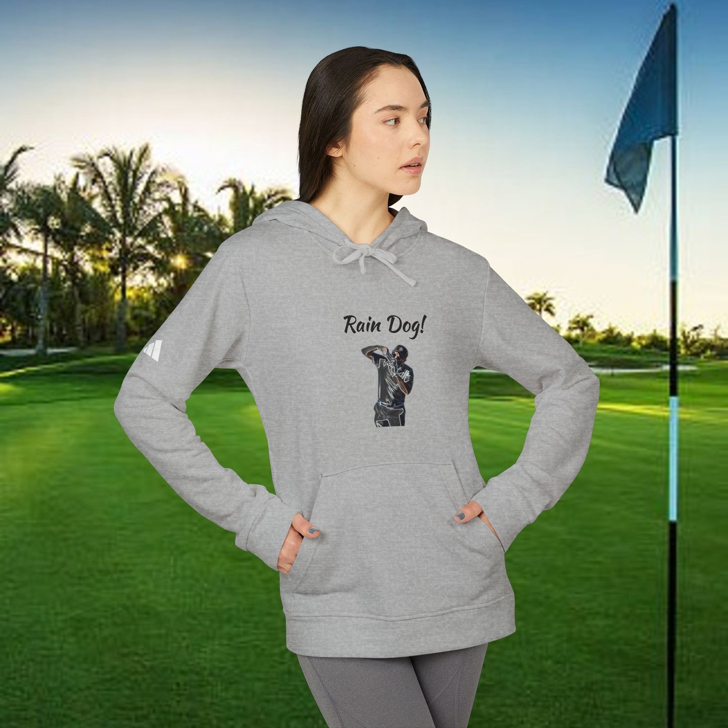 Unisex Fleece Hoodie with 'Rain Dog!' Design | Cozy Sweatshirt for Golf Lovers, Casual Layer, Gift Idea, Everyday Wear