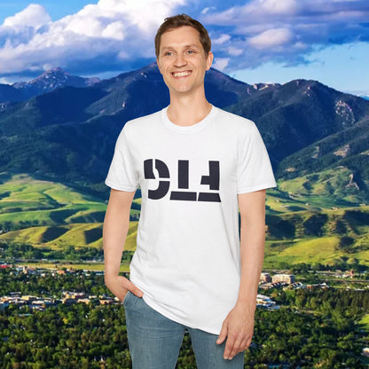 Upside Down FTG Unisex Softstyle T-Shirt - Trendy Fashion Tee, Everyday Comfort, Gift for Bobcat Fans, Gameday Wear, Relaxed Style