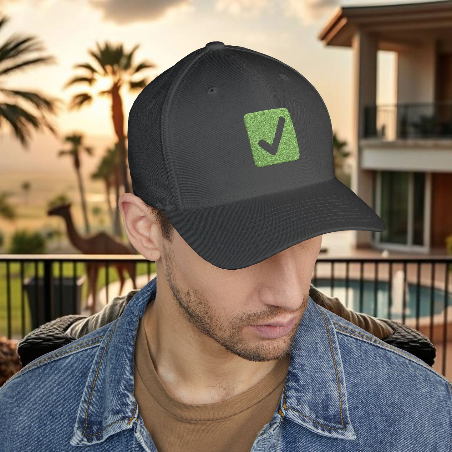 Cash it! Wing Man Designs, Closed-Back Structured Cap (Embroidery), Check Mark Hat