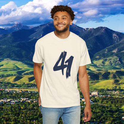 Stylish Unisex T-Shirt with Bold 41 Graphic and Paw Print, Perfect for Gameday and Tailgates.