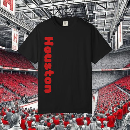 Houston Unisex Garment-Dyed T-Shirt, Stadium Shirt, College Spirit Wear, Casual Tee, Game Day Apparel, Fan Gear