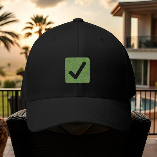 Cash it! Wing Man Designs, Closed-Back Structured Cap (Embroidery), Check Mark Hat
