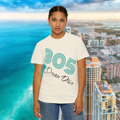 305 Ocean Drive T-Shirt — Miami Beach Garment-Dyed Tee
