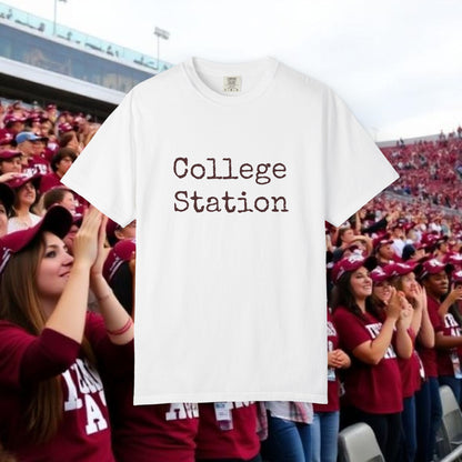 College Station Unisex Garment-Dyed T-Shirt | Casual Wear, College Apparel, Gift for Students, Everyday Style, Trendy Tees