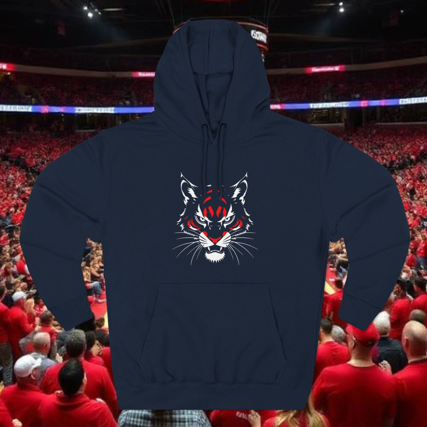 Three-Panel Fleece Hoodie with Wildcat Design | Perfect for Sports Fans, Game Days, Casual Outfits, Gifts