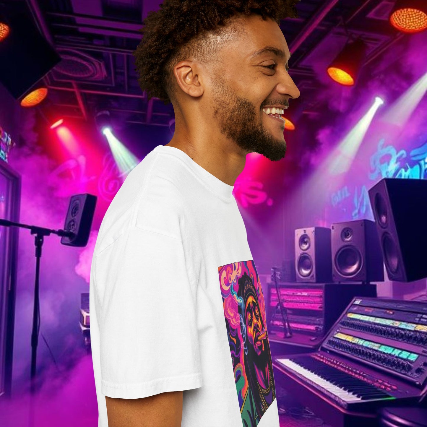 Vibrant Unisex Graphic Tee, Funky Smoke Art Shirt, Casual Streetwear, Gift for Music Lovers, Trendy Summer Top, Unique Festival Wear