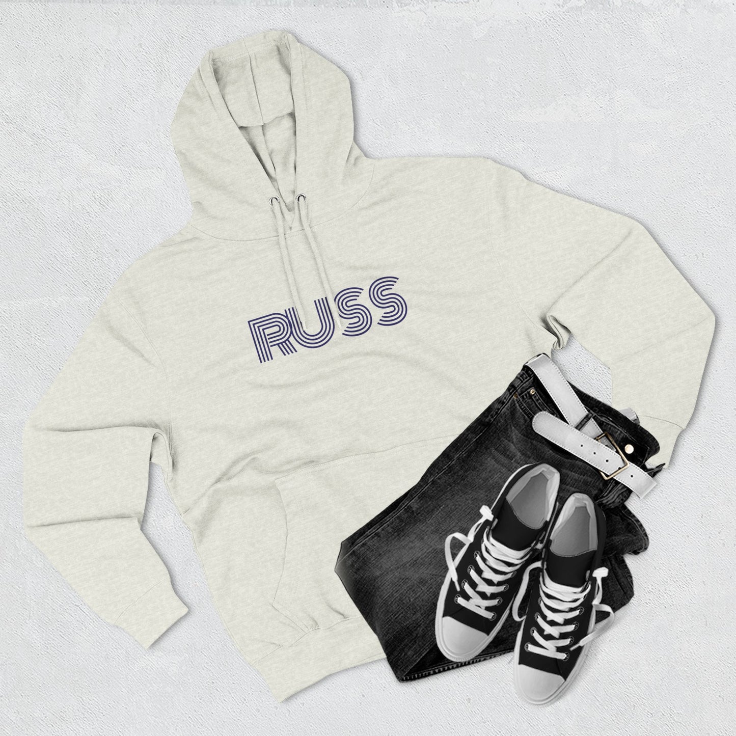 Russ Fleece Hoodie with RUSS Design, Perfect for Relaxation, Gifts, and Casual Outings, Urban Fashion, Rapper Hoodie