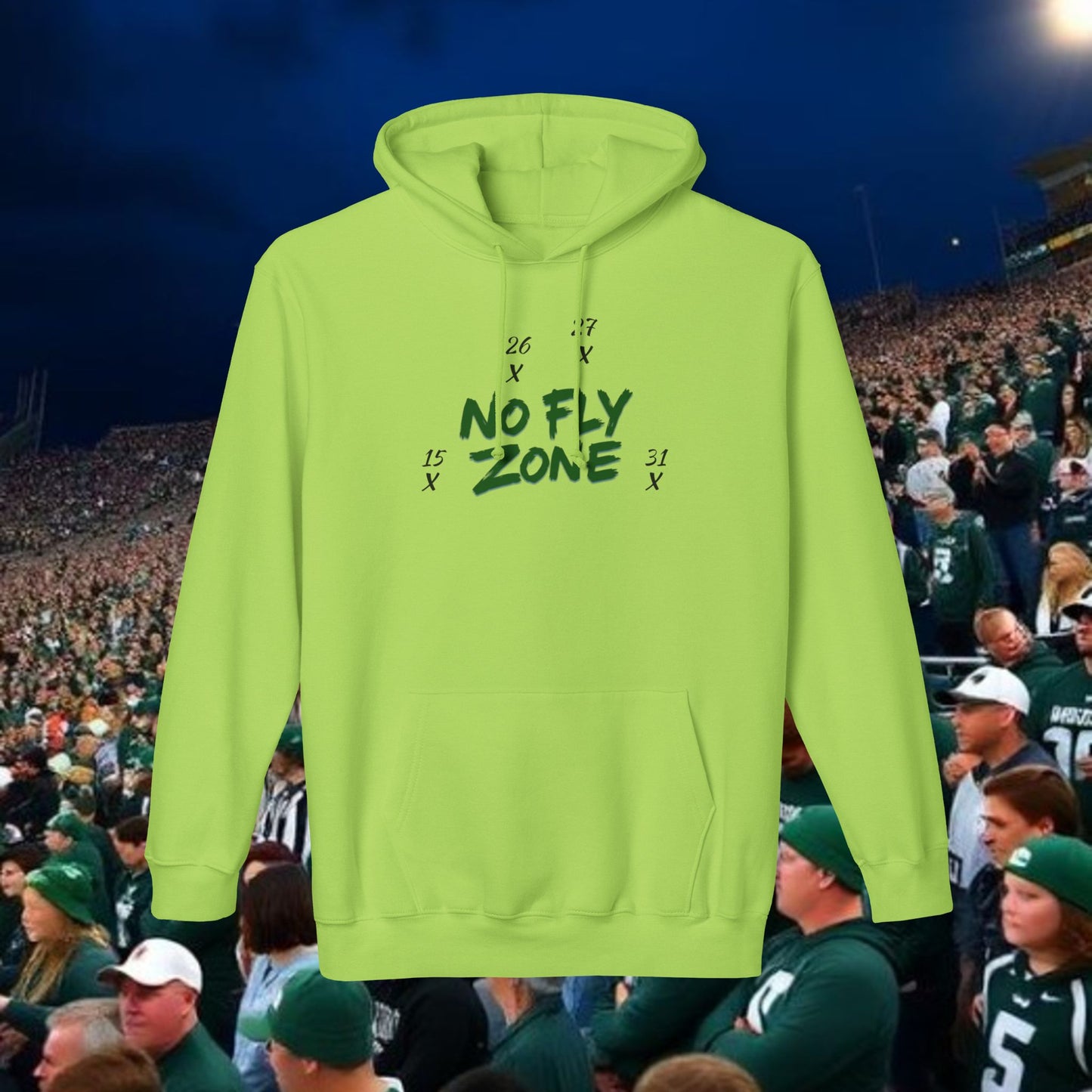 Unisex Hoodie, No Fly Zone Sweatshirt, College Apparel, Spartan Fan Gear, Gift for Him/Her, Made in USA