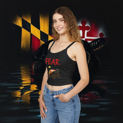 Fear Turtle Print Women's Tank Top, Cool Summer Apparel, Gym Top, Festival Wear, Maryland Fashion