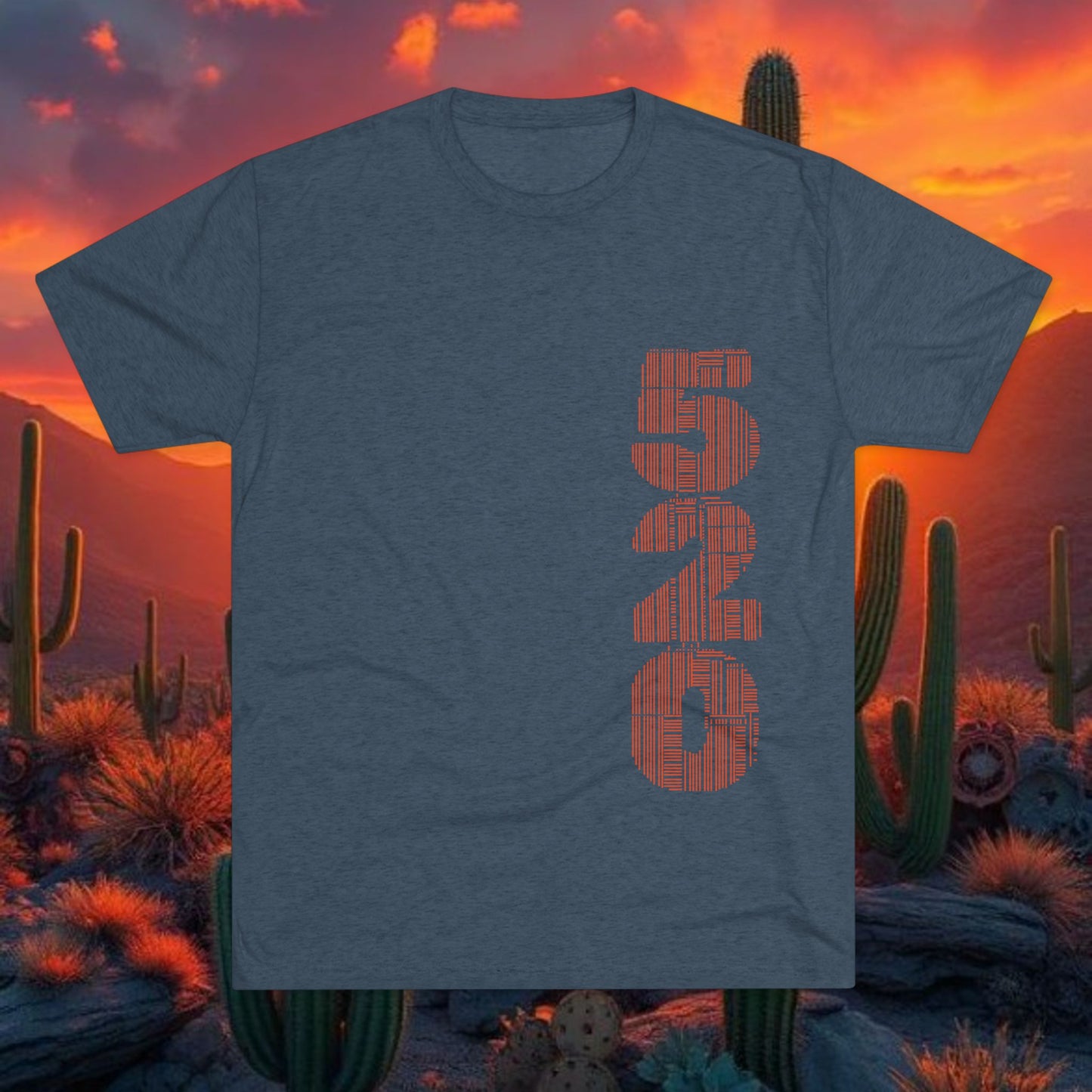 Wildcat Silhouette Graphic Tee — Vertical “520” Desert Crew Shirt, Tri-Blend