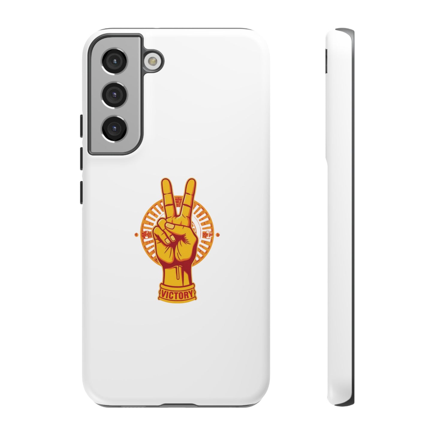 Victory Themed Stylish Phone Case - Tough Cases with Peace Sign Design, Customizable Phone Covers, Gift for Tojan Fans, Trendy Accessories