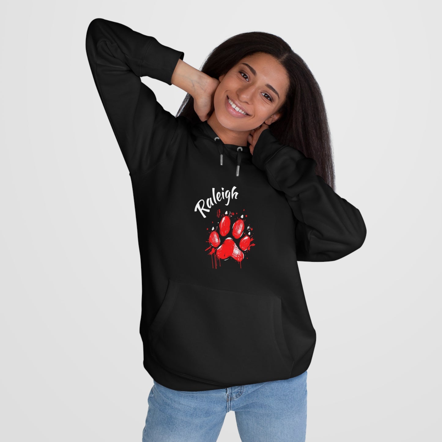 Wolf Print King Hooded Sweatshirt, Sports Fan Gift, Raleigh Hoodie, Birthday or Holiday Present, Soft Hoodie