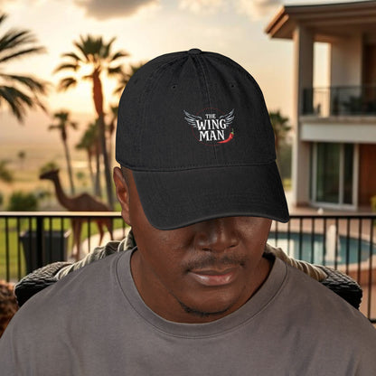 Stylish Embroidered Denim Hat - The Wing Man | Gift for Him, Casual Accessory, Trendy Headwear, Summer Style, Sports Cap