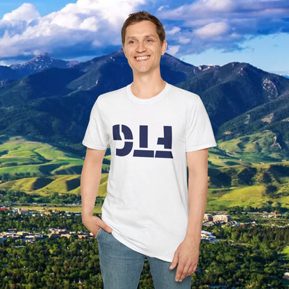 Upside Down FTG Unisex Softstyle T-Shirt - Trendy Fashion Tee, Everyday Comfort, Gift for Bobcat Fans, Gameday Wear, Relaxed Style