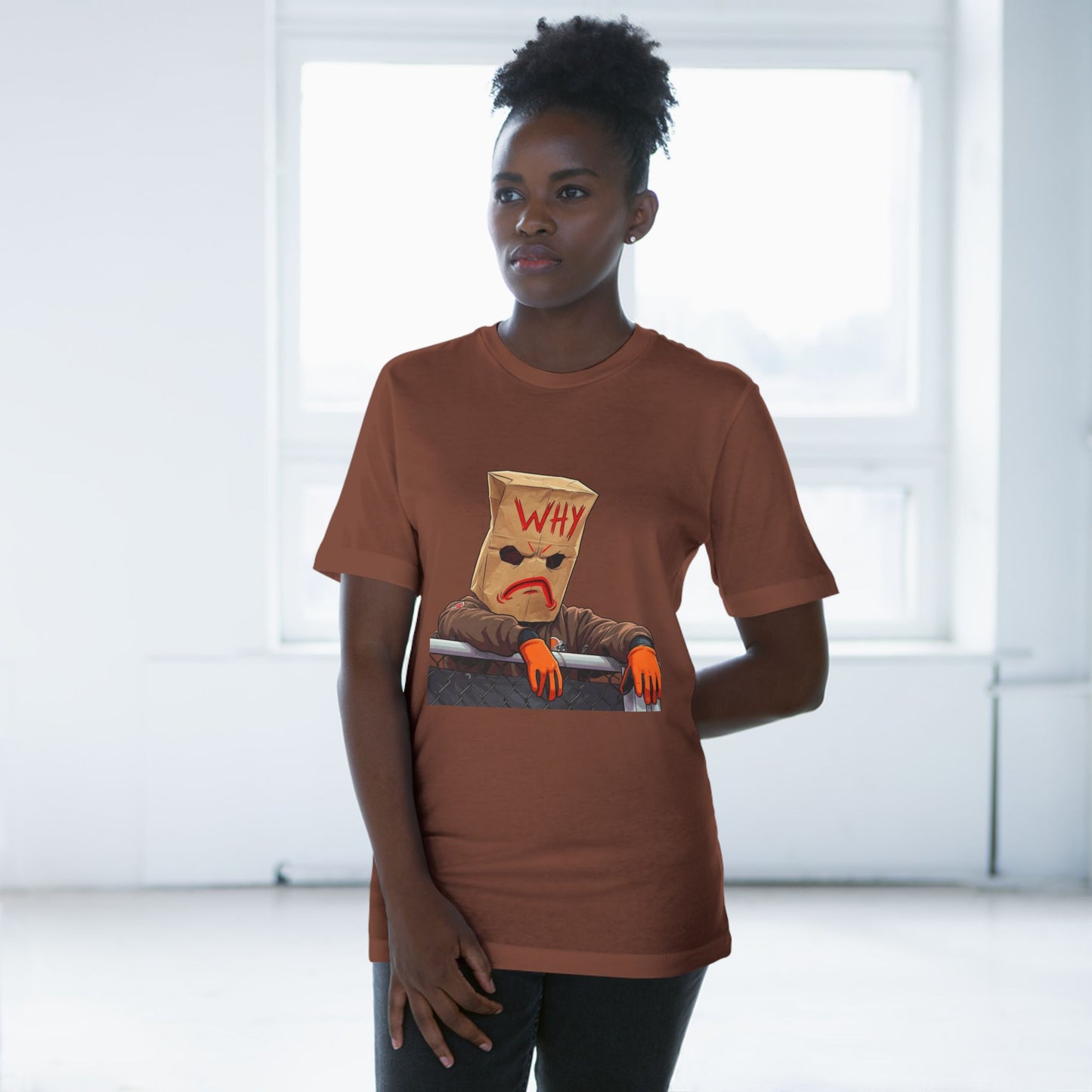 Why Bag Head T-Shirt — Funny Sad Paper Bag Face Tee
