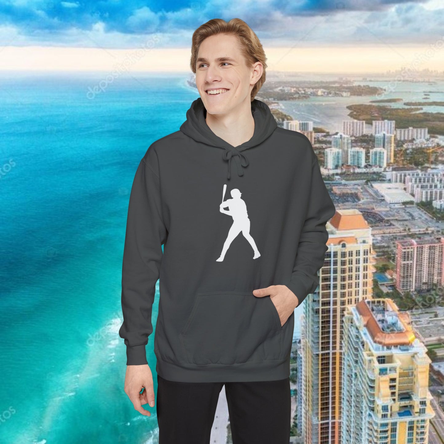Teal Retro Garment-Dyed Hoodie with 10 Design, Stylish Hoodie, Casual Wear, Unique Gift, Trendy Apparel