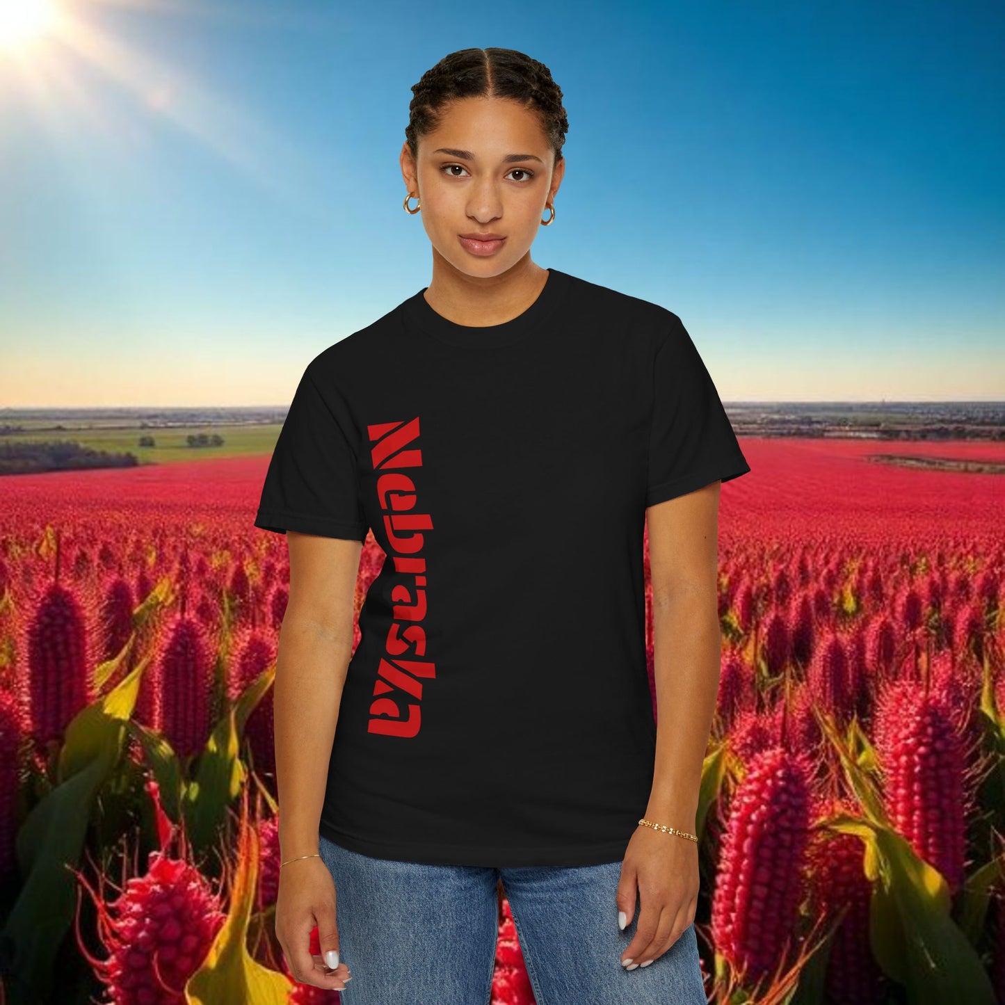 Lincoln Nebraska Area Code T-Shirt — White Tee with Red "Nebraska" & 402 Back Print, Soft-Style T-Shirt