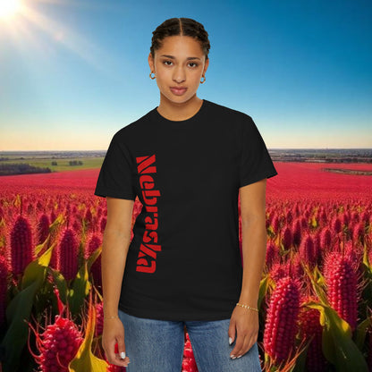 Lincoln Nebraska Area Code T-Shirt — White Tee with Red "Nebraska" & 402 Back Print, Soft-Style T-Shirt