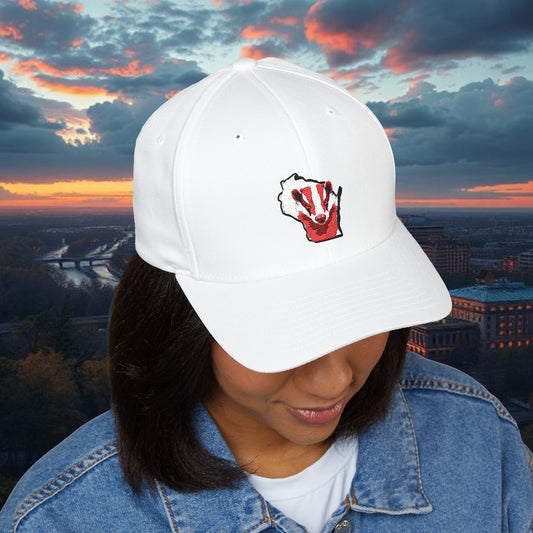Badger Hat - Structured Embroidered Hat, Sports Hat, College Gear, Gift for Wisconsin Fans, USA Map Cap