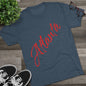 Atlanta Script Tee — Red Diagonal City Name T-Shirt, Tri-Blend Super Soft Style T-Shirt, Perfect for Gameday or a Night Out